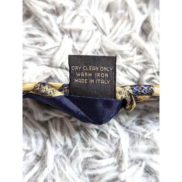 Ermenegildo Zegna Fine Silk Tie Yellow Blue‎ Gold Geometric Italy Designer Mens - Picture 8 of 12